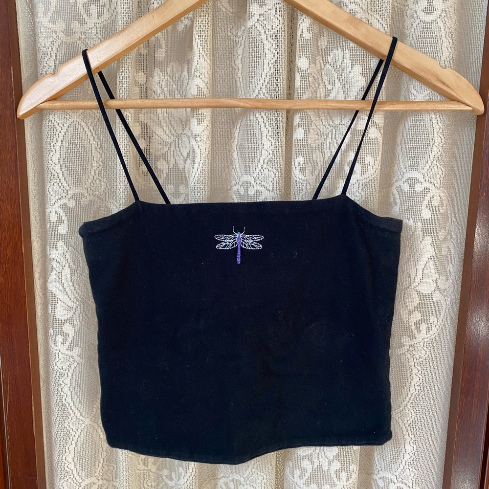 Black Dragonfly American Eagle Cropped Tank Top